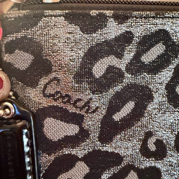 Coach Black and Metallic Silver Leopard Print Wristlet - Picture 4 of 9